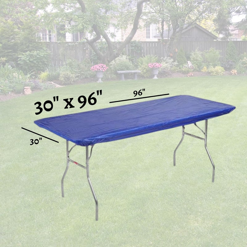 Kwik-Covers 8' Rectangular Plastic Table Covers 30" x 96" (8 Feet), (10 Pack, Royal Blue) - Image 4